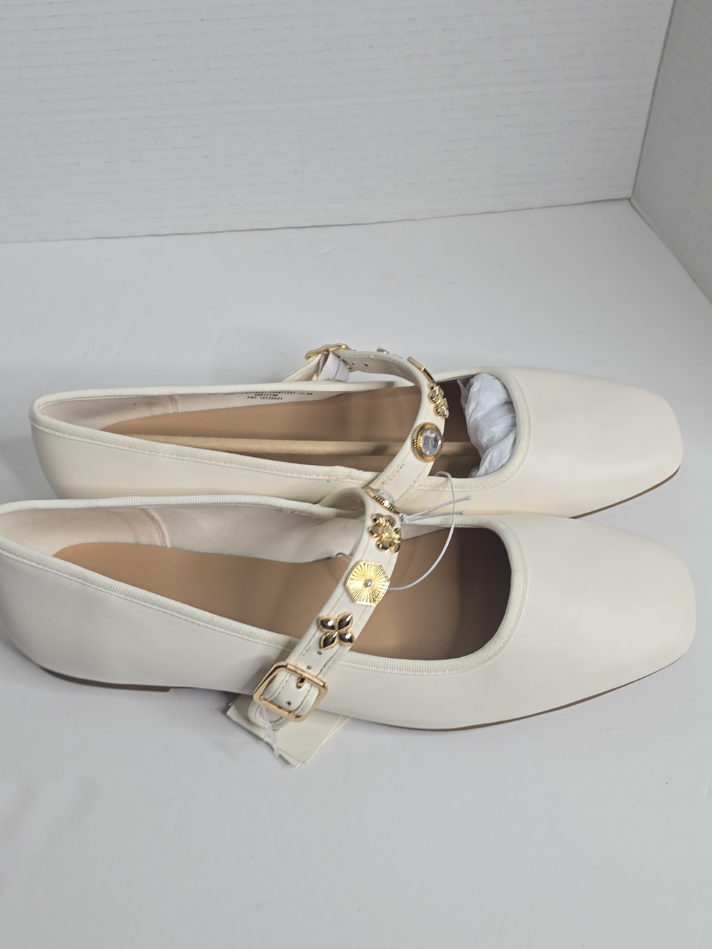 Women's White Mary Jane Jewel Flats Nwt A New Day Size 11 - Picture 6 of 9